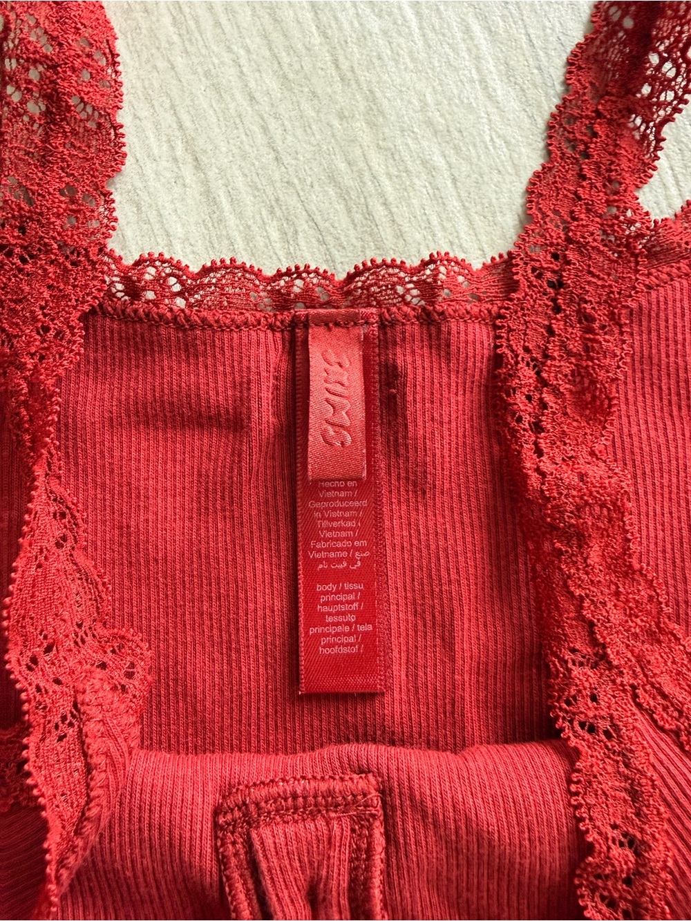 Skims - size M Red Lace-Trim Cami & Shorts Sleep Set - Women Intimates - Picture 3 of 5